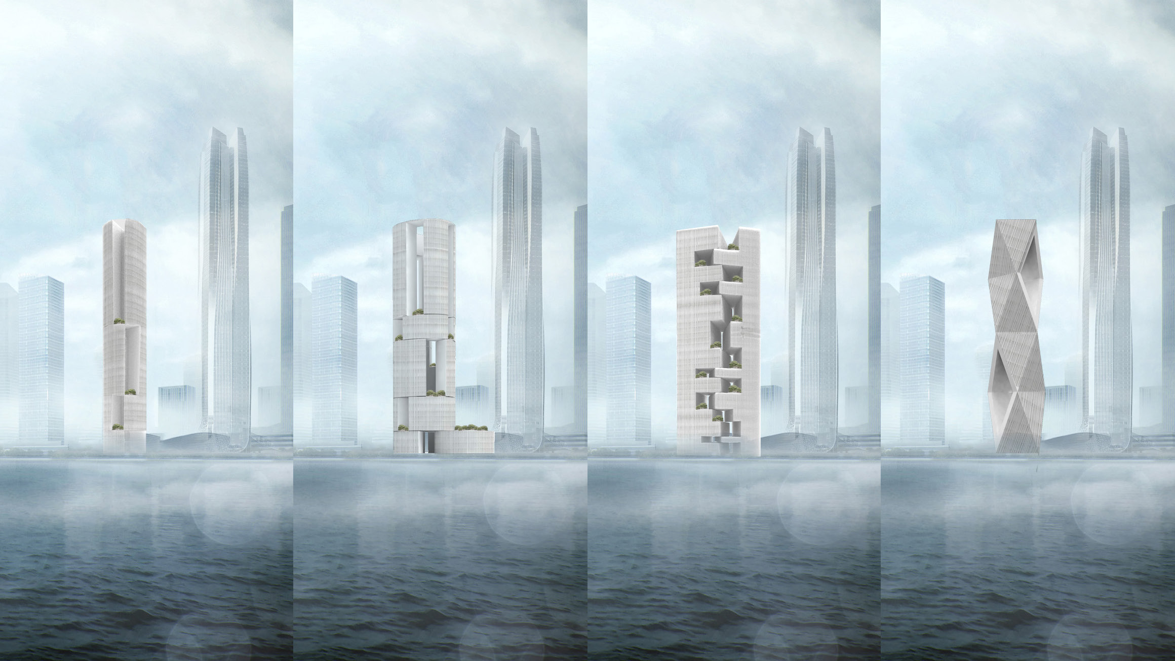 spatial practice architecture office Los Angeles Hong Kong Hengqin exchange square mixused tower zhuhai china process massing studies
