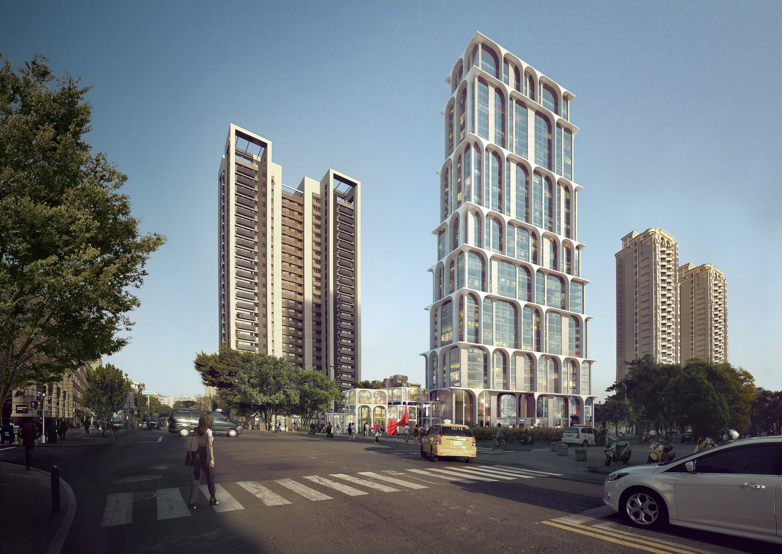 spatial practice architecture office Los Angeles Hong Kong arcade residential tower kaohsiung taiwan corner street day