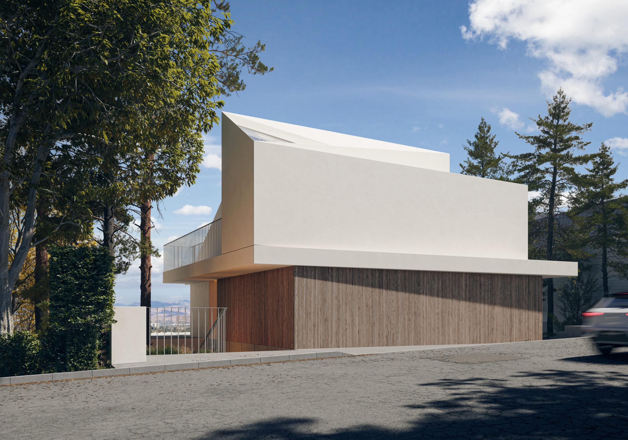 spatial practice architecture office Los Angeles Hong Kong cascading residence hills los angeles usa main arrival hills side