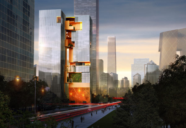 spatial practice architecture office Los Angeles Hong Kong ecospine twin towers cbd beijing china sunset street view