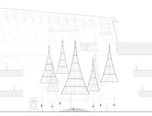 spatial practice architecture office Los Angeles Hong Kong glowing trees art installation ifc hong kong elevation