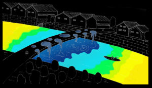 spatial practice architecture office Los Angeles Hong Kong indigo digital waterfall light installation tokushima japan concept hand sketch