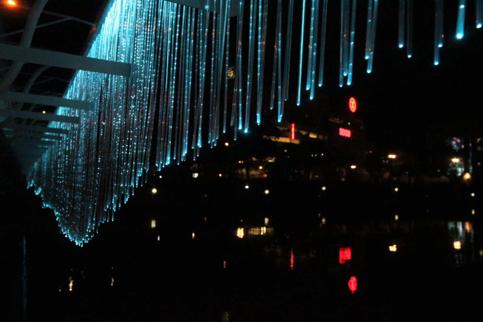 spatialpracticeindigodigitalwaterfalllightinstallationtokushima