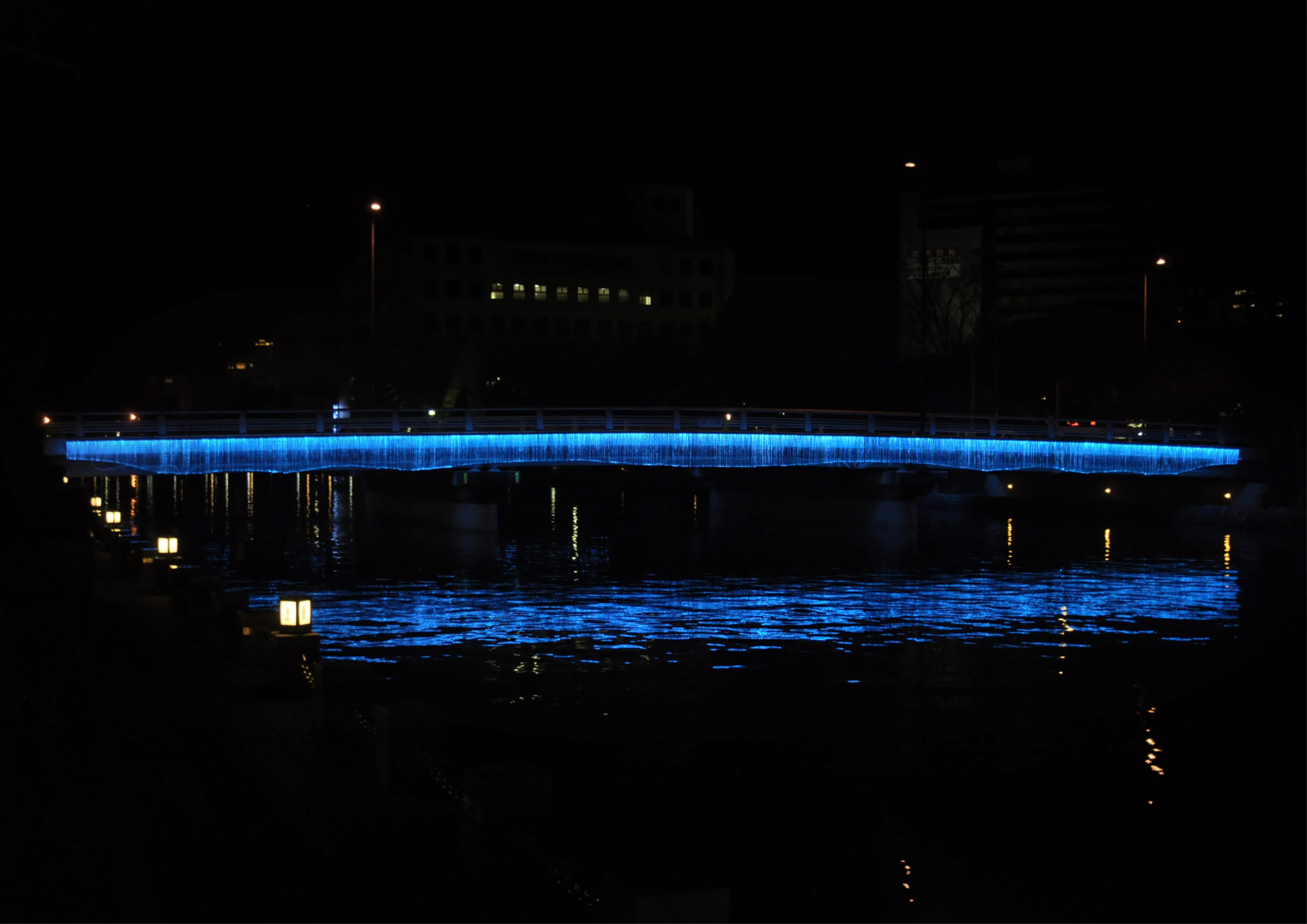 spatial practice architecture office Los Angeles Hong Kong indigo digital waterfall light installation tokushima japan front view