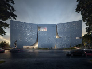 spatial practice architecture office Los Angeles hong kong museum contemporary art baoan china main entry facade